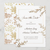 Elegante braune Herbsthochzeit Save The Date (Vorne/Hinten)
