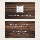 Elegante braune Holzkörnerkarte Logo-Visitenkarte (Vorne & Hinten)