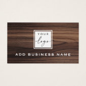 Elegante braune Holzkörnerkarte Logo-Visitenkarte (Vorderseite)