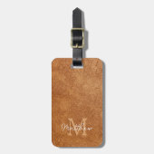 Elegante braune Kuhleder Textur Personalisiert Gepäckanhänger (Vorderseite vertikal)