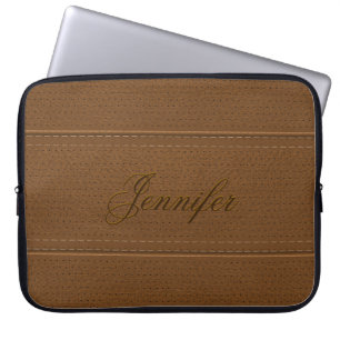 Elegante braune Kunstleder-Optik mit Stichen im Vi Laptopschutzhülle