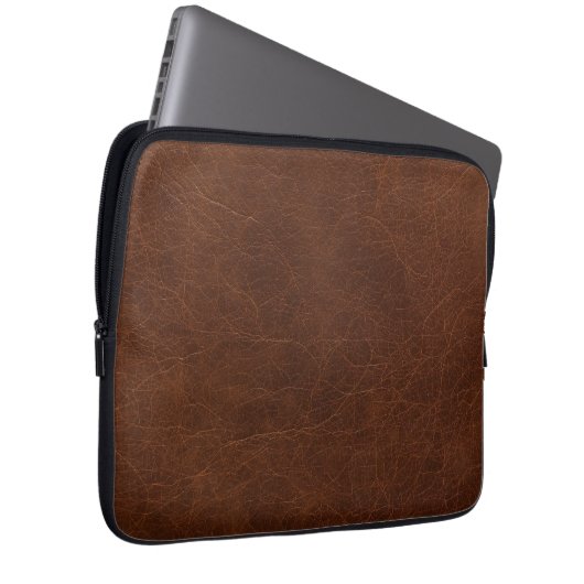 Elegante braune Lederoptik Laptopschutzhülle (Vorne Rechts)