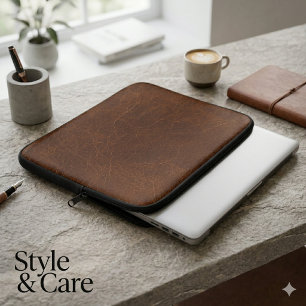 Elegante braune Lederoptik Laptopschutzhülle