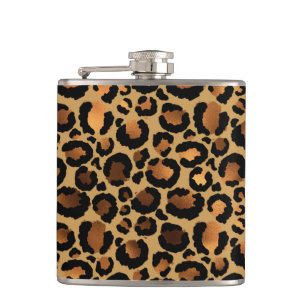 Elegante braune Leopardenflecken Wildtier Glamour Flachmann