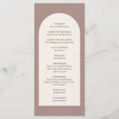 Elegante braune moderne Hochzeitsbogen Programm (Rückseite)