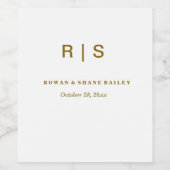 Elegante braune Monogramm-Hochzeit Weinetikett (Einzelnes Label)