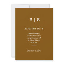 Elegante braune Monogramm-Save the Date-Karte