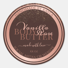 Elegante braune Produktverpackungsmarken Rose Gold Runder Aufkleber