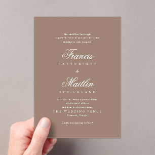 Elegante braune romantische Hochzeit Acryleinladungen
