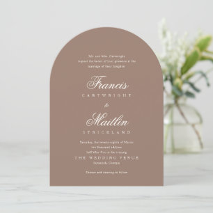 Elegante braune romantische Hochzeit Einladung