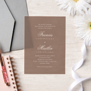 Elegante braune romantische Hochzeit Pergament Einladungen