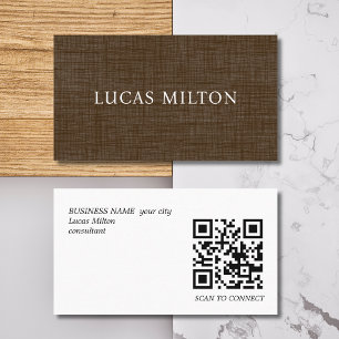 Elegante braune Textur-QR-Code-Kontaktkarte Visitenkarte