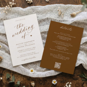Elegante braune und cremefarbene Schrift - Alles i Einladung