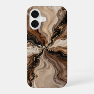 Elegante braune und goldene fließende abstrakte Ku iPhone 16 Hülle