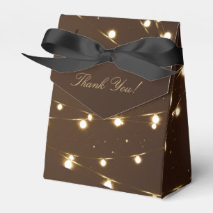 Elegante braune und goldene Lichterketten Hochzeit Geschenkschachtel