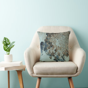 Elegante braune und marineblaue Limelight-Hortensi Kissen
