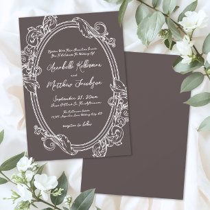 Elegante Braune Vintage-Hochzeit Einladung