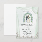 Elegante Braut & Bräutigam Hochzeitseinladung Begleitkarte (Vorne/Hinten)