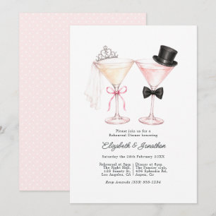 Elegante Braut Bräutigam Martini Probeessen Einladung