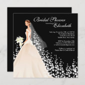 Elegante Braut-Brautparty-Einladung Schwarz-weiß Einladung (Vorne/Hinten)