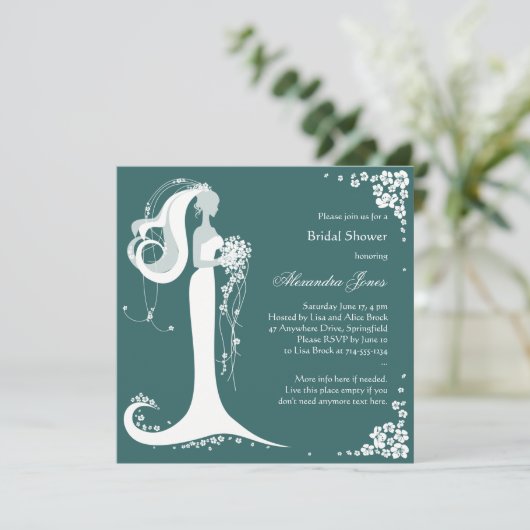 Elegante Braut-Brautparty-Party-Mitteilung Einladung (Stehend Vorderseite)