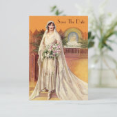 Elegante Braut der 1930er Jahre Hochzeit speichern Einladung (Stehend Vorderseite)