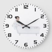 Elegante Braut Entspannen in der Badewanne Hochzei Große Wanduhr (Vorderseite)