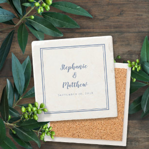 Elegante Braut & Groom Custom Blue & White Steinuntersetzer