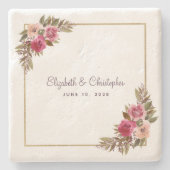 Elegante Braut & Groom Wasserfarben Steinuntersetzer (Vorderseite)