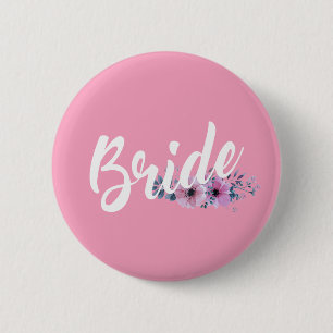 Elegante Braut Hochzeitskalligraphie  Button
