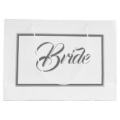Elegante Braut in Weiß und Grau Große Geschenktasc Große Geschenktüte (Rückseite)