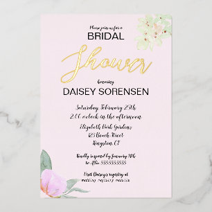 Elegante Braut Rosa und Gold Folien-Einladung zur  Folieneinladung