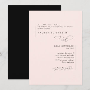 Elegante Braut & Schwarze Brauteltern Hochzeit Einladung