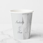 Elegante Braut-Script-Hochzeitsfeier Pappbecher (Rückseite)