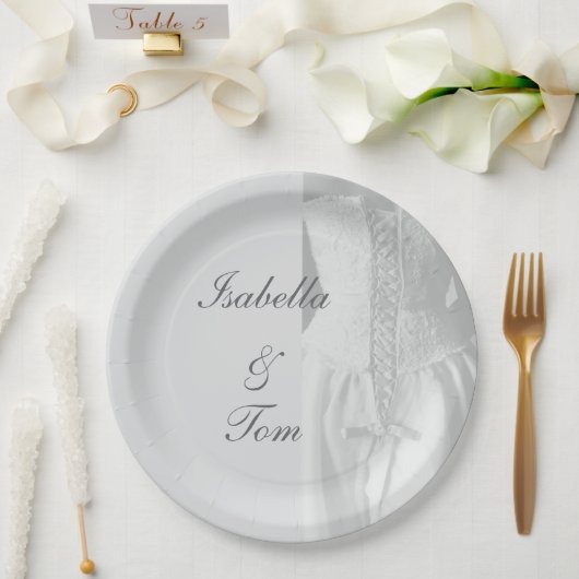 Elegante Braut-Script-Hochzeitstisch-Dekoration au Pappteller (Hochzeit)