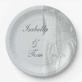 Elegante Braut-Script-Hochzeitstisch-Dekoration au Pappteller (Vorderseite)