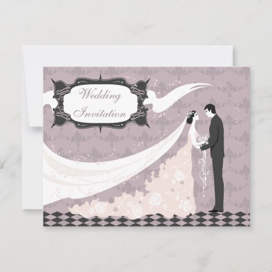 Elegante Braut-u. Bräutigam-vektorhochzeit Einladung (Vorderseite)