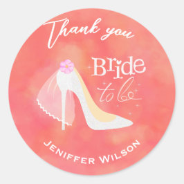 Elegante Braut, um Brautparty rot zu sein Runder Aufkleber