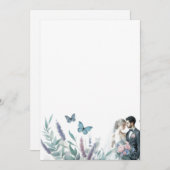 Elegante Braut und Bräutigam mit Lavendel Einladung (Vorne/Hinten)