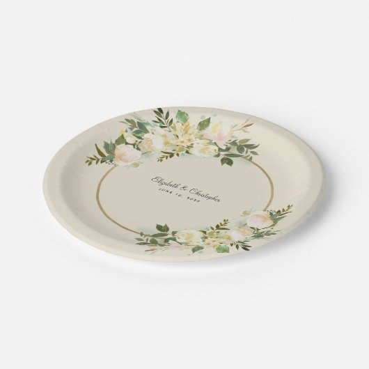 Elegante Braut und Bräutigam Pappteller (Schrägansicht)