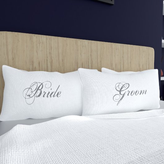 Elegante Braut und Groom White Wedding Pillow Case Kissenbezug