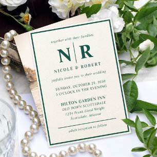 Elegante Braut- und Körperinitialen für Hochzeiten Einladung