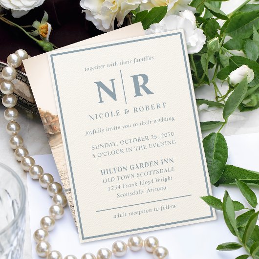 Elegante Braut- und Körperinitialen für Hochzeiten Einladung