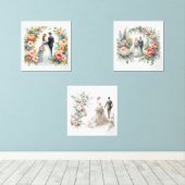 Elegante Braut und Wasserfarbe Bilderwand Sets (Holzboden)