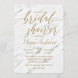 Elegante Brautdusche aus weißem Marmor Einladung