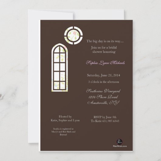 Elegante Brautdusche Einladung (Rückseite)