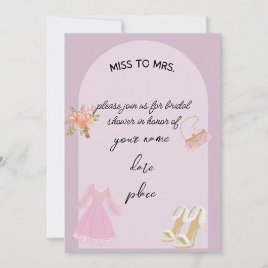 Elegante Brautdusche Einladung (Vorderseite)