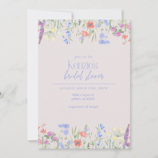 Elegante Brautdusche Einladung (Vorderseite)