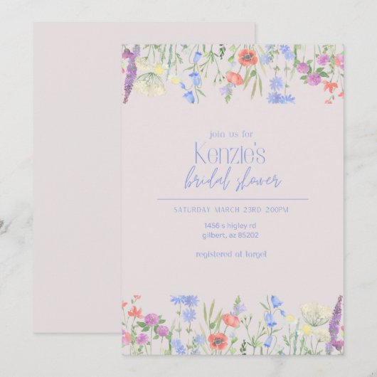 Elegante Brautdusche Einladung (Vorne/Hinten)