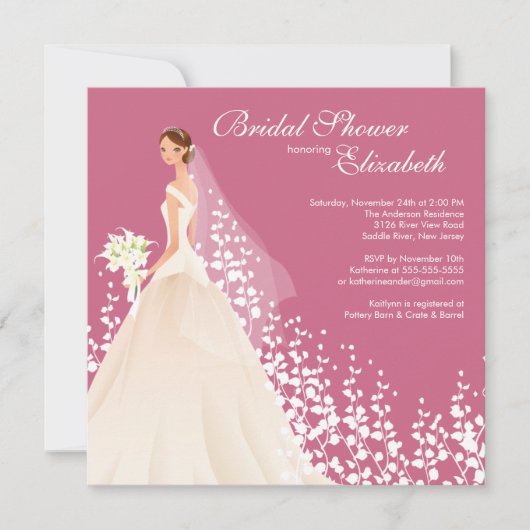 Elegante Brautdusche Einladung Honeysuckle (Vorderseite)